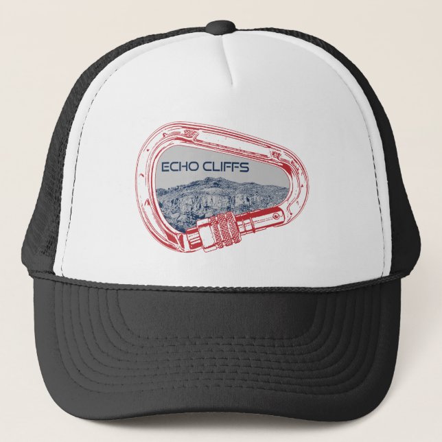 Echo Cliffs California Rock Climbing Carabiner Trucker Hat (Front)