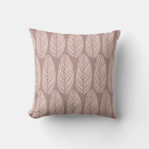 Echo Leaves Mauve Dust Blush Beige Throw Pillow