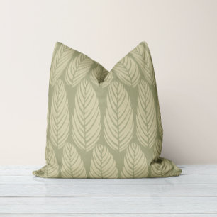 Echo Leaves Sage Green Pale Olive Throw Pillow
