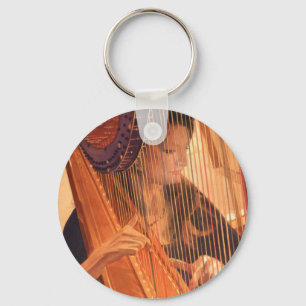 "Echo of Angels" Harp Player Watercolor Keychain