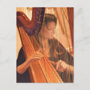 "Echo of Angels" Harp Player Watercolor Postcard