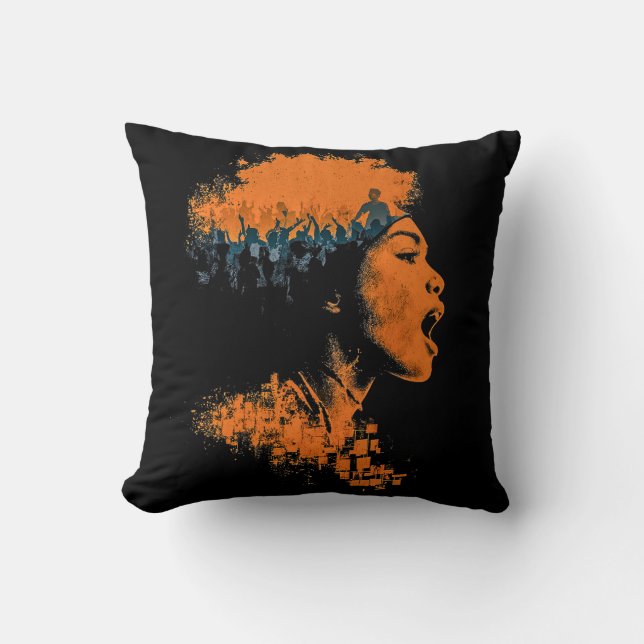 Echo of the Crowd Throw Pillow (Front)