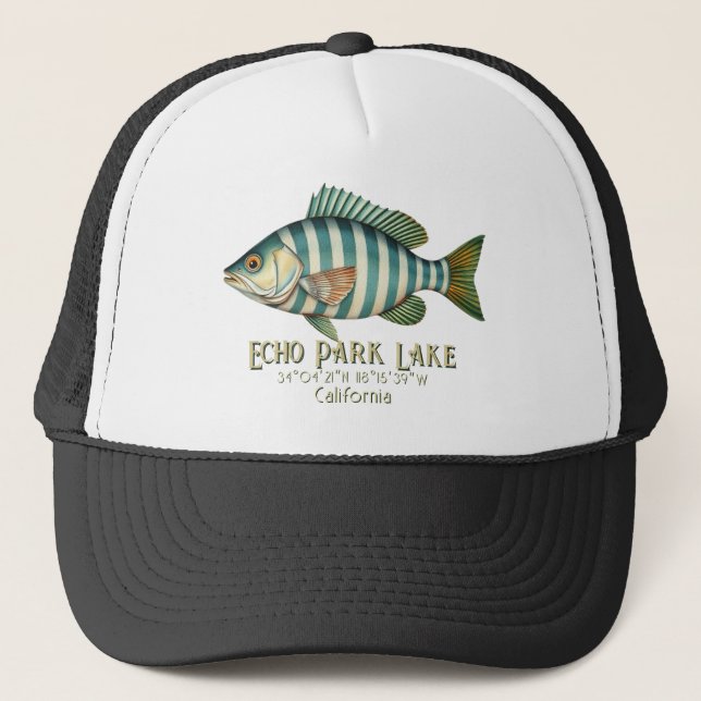 Echo Park Lake California nautical fish clothing  Trucker Hat (Front)