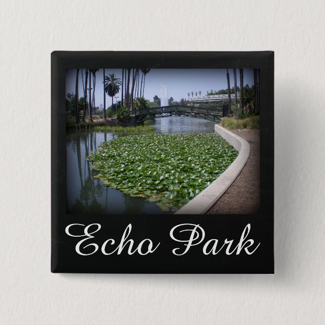 Echo Park Lake in Los Angeles, California 2 Inch Square Button (Front)