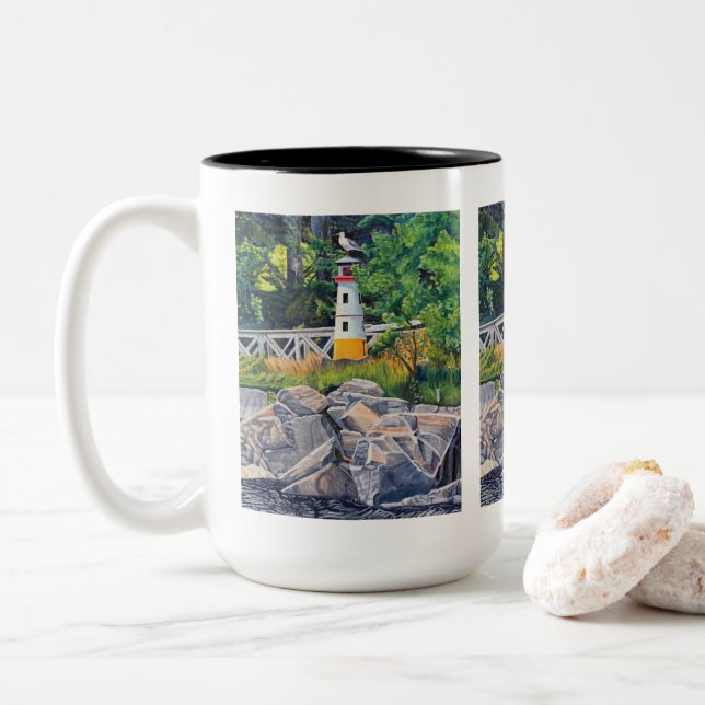Echo Point Lighthouse Two-Tone Coffee Mug (With Donut)