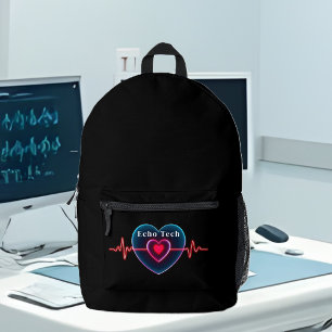 Echo Tech Heartbeat EKG Printed Backpack