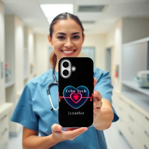 Echo Tech Heartbeat   Heart with EKG iPhone 16 Case