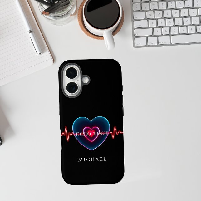 Echo Tech Heartbeat | Heart with EKG iPhone 16 Case (Echo Tech Heartbeat _ Heart with EKG Case-Mate iPhone Case )