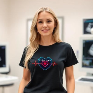 Echo Tech Heartbeat Heart with EKG T-Shirt