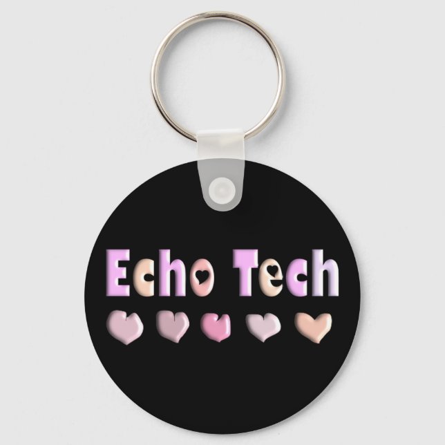 Echo Tech PINK HEARTS Design Gifts Keychain (Front)