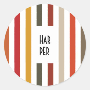 Echo Trails Round Stickers – Earthy Hues Stripes