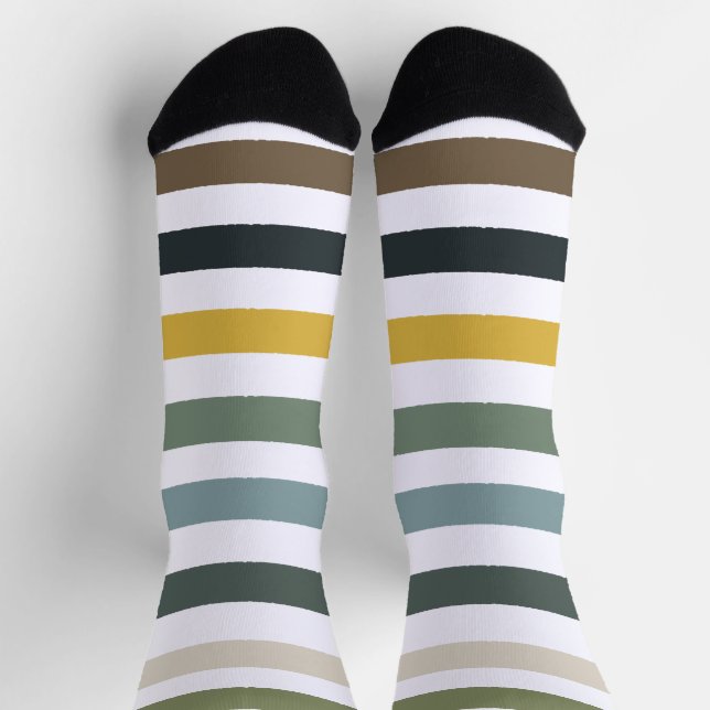 Echo Trails Striped Sustainable Socks - Blue/Green (Top)