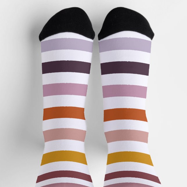 Echo Trails Striped Sustainable Socks - Pink Hues (Top)