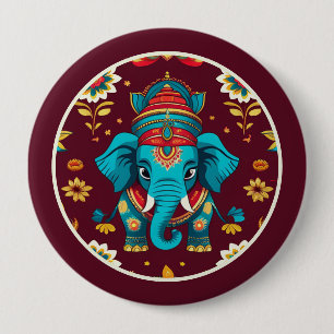 Echoes of Ganesha, Diwali 4 Inch Round Button