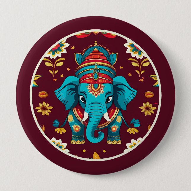 Echoes of Ganesha, Diwali  4 Inch Round Button (Front)