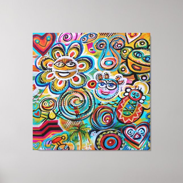 Echoes of Taino and Vejigantes - Art by Galina Can Canvas Print (Front)