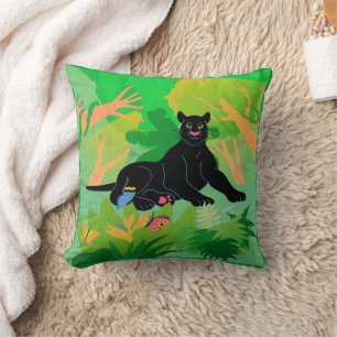 "Echoes of the Forest: Green Moçade with the Charm Throw Pillow