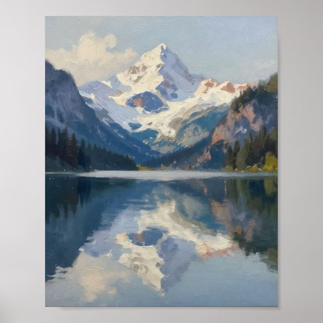 Echoes of the High Alpine: Glacial Peak Reflection Poster (Front)