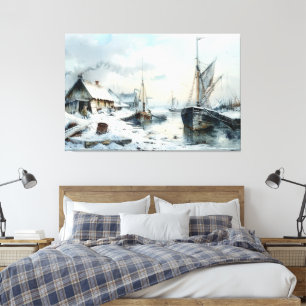 Echoes of the Past: Victorian Fishing Life Canvas Print