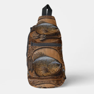 Echoes of the River: Murray Cod Wood Print, Sling Bag