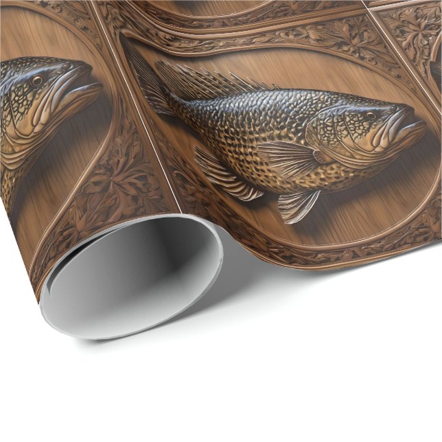 Echoes of the River: Murray Cod Wood Print,  Wrapping Paper (Roll Corner)