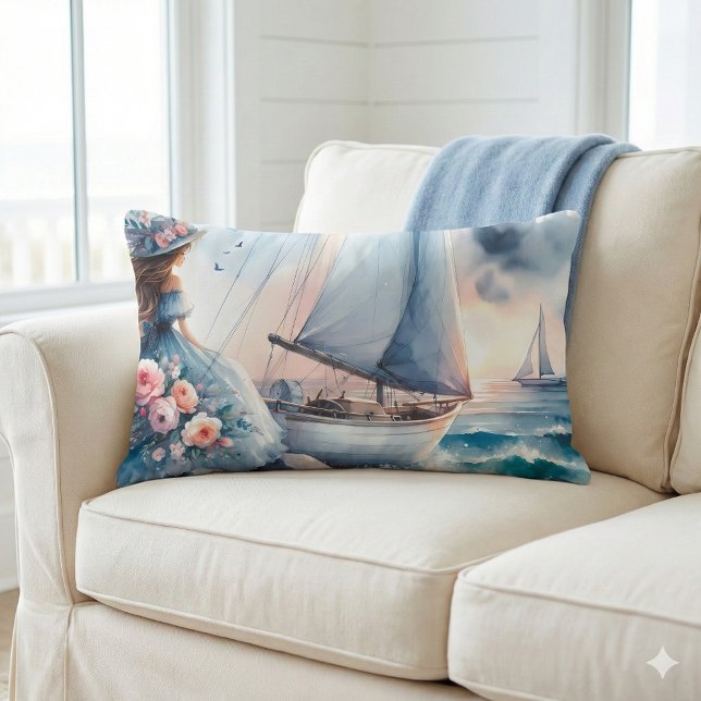 Echoes of the Tide Lumbar Pillow (Echoes of the Tide Lumbar Pillow Mockup A)