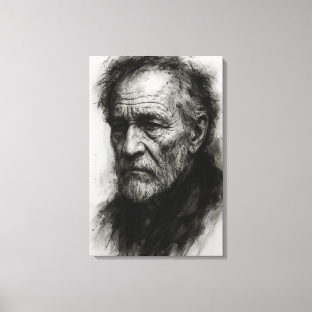 Echoes of Time – Elder's Silent Resilience Canvas Print (Front)