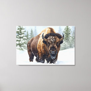 Echoes of Winter: The Bison’s Realm Canvas Print