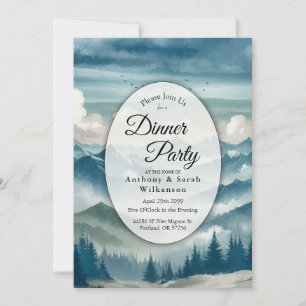 Echoes Through the Misty Pines Home Dinner Party Invitation