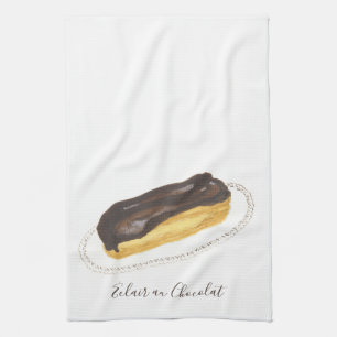 Éclair au Chocolat watercolor Kitchen Towel