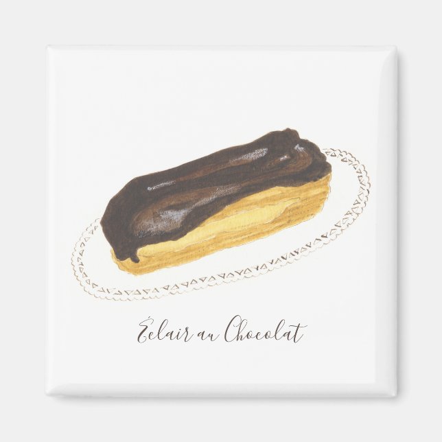 Éclair au Chocolat watercolor Magnet (Front)