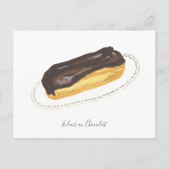 Éclair au Chocolat watercolor Postcard (Front)