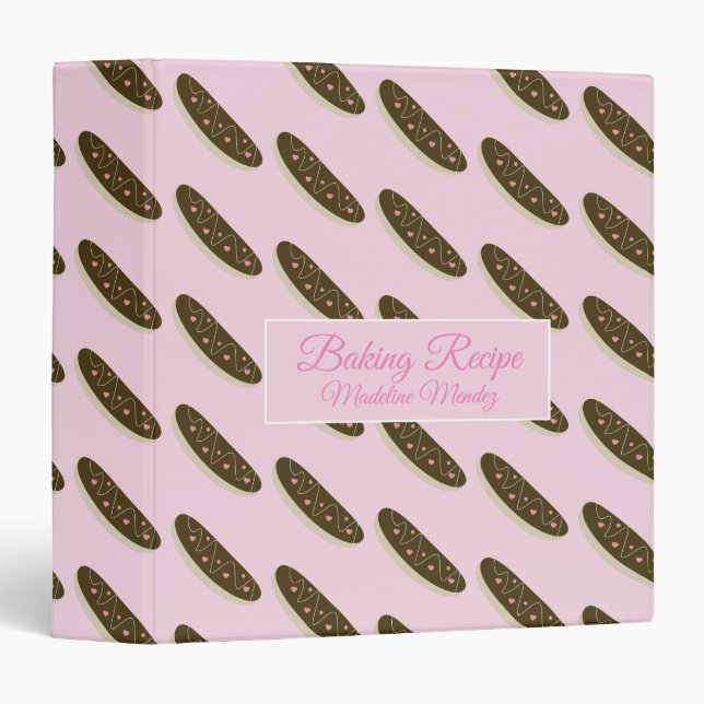 Eclair Chocolate Pattern Baker Gift 3 Ring Binder (Front/Spine)