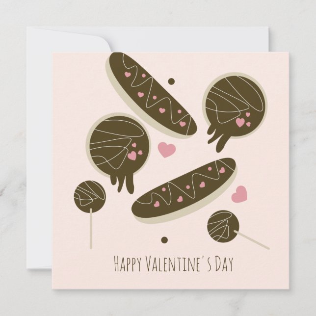  Eclair Doughnuts Cake Pops Valentine's Day  Card (Front)