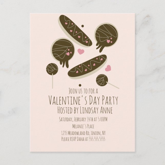  Eclair Doughnuts Cake Pops Valentine's Day Party  Postcard (Front)