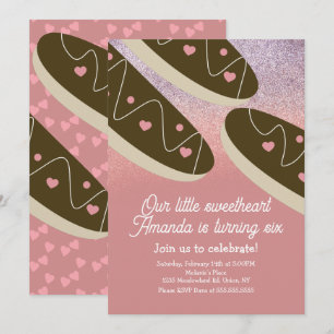 Eclair Doughnuts Faux Glitter Valentines Day Invitation