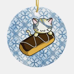 Eclair Kitty Ceramic Ornament