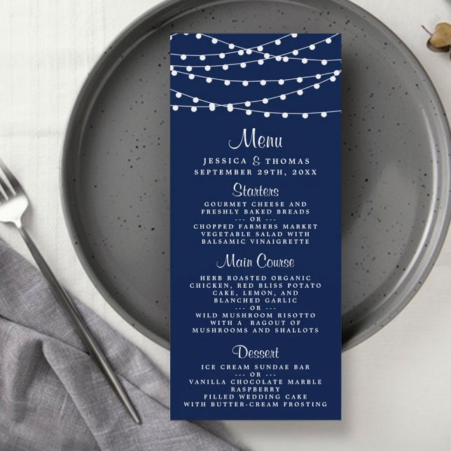 Éclairage À Chaîne Sur Le Menu Mariage Bleu Marine (Créateur téléchargé)