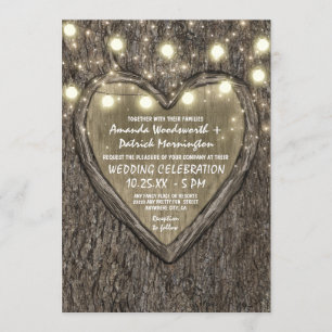 Éclairage à cordes + Oak Tree Bark Invitations de 