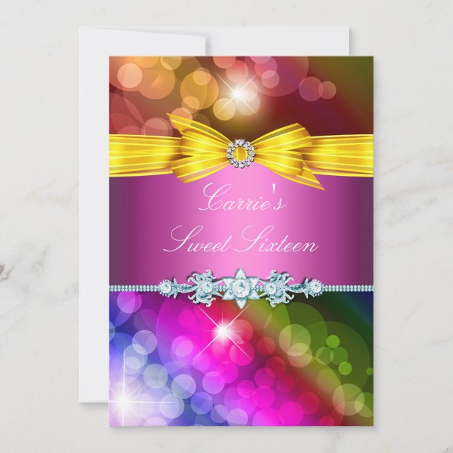 Eclairage arc-en-ciel et Sweet sixteen  Invitation (Devant)