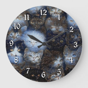 Éclairage Chats Arrondi Mur Horloge