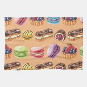 Eclairs and Macarons by Natasha Us Kitchen Towel