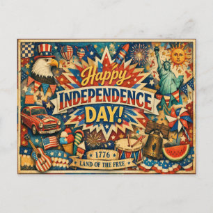 Eclectic Americana Independence Day Holiday Postcard