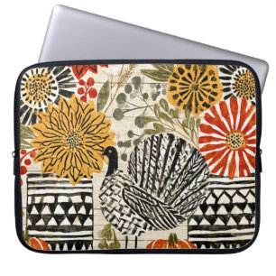 Eclectic Boho Dahlia Fall Turkey Laptop Sleeve