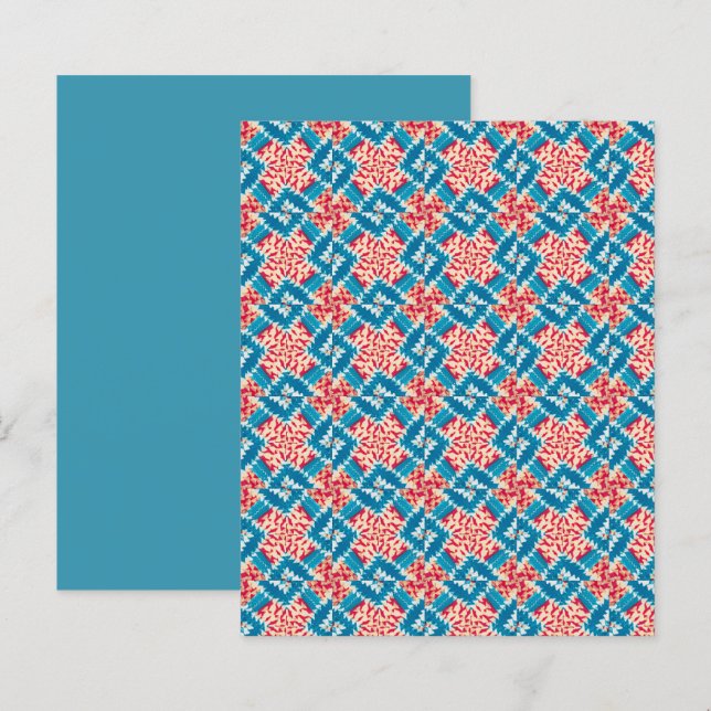 Eclectic Boho Red Turquoise X Scrapbook Paper (Front/Back)