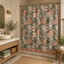Eclectic Boho Terracotta Charcoal Botanical Floral
