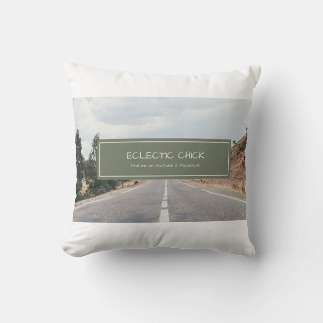 Eclectic Chick Find me on YouTube & Facebook Throw Pillow (Front)