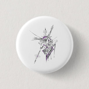 Eclectic Colourful Abstract Tribal Tattoo Art 1 Inch Round Button