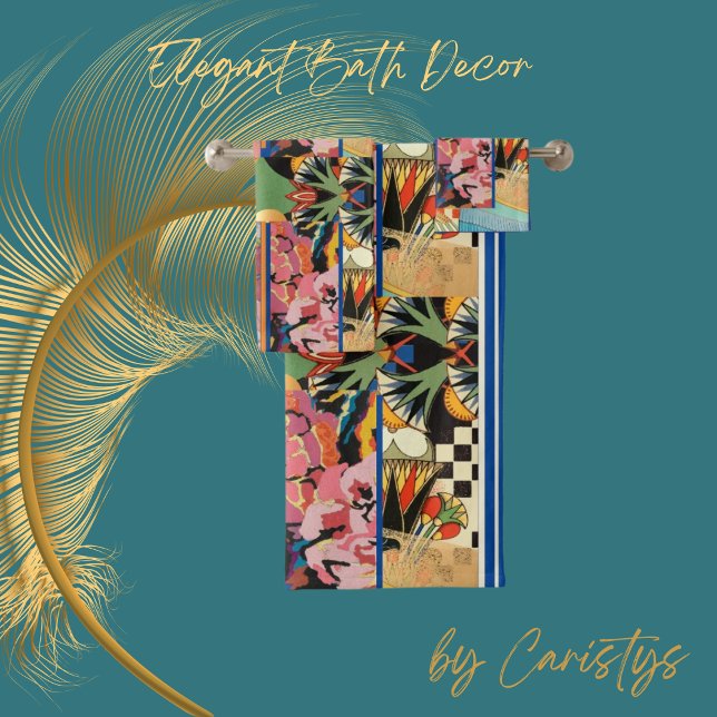 Eclectic Colourful Flowers Patterns  Bath Towel Set (Elegant bath decor of  all styles, colors, patterns.  )