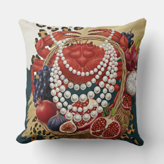 Eclectic Crab with Pearls Throw Pillow, Chic Maxim Pillow